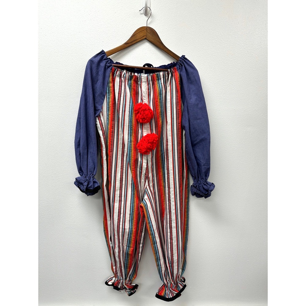 Handmade Clown Jumpsuit Red Pom Pom Clowncore Kidcore OS